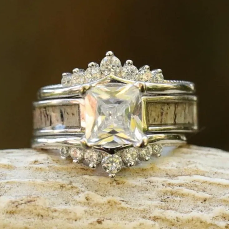 The Grand Kenai Wishbone Wedding Set sold by Antler Rings product image thumbnail 4