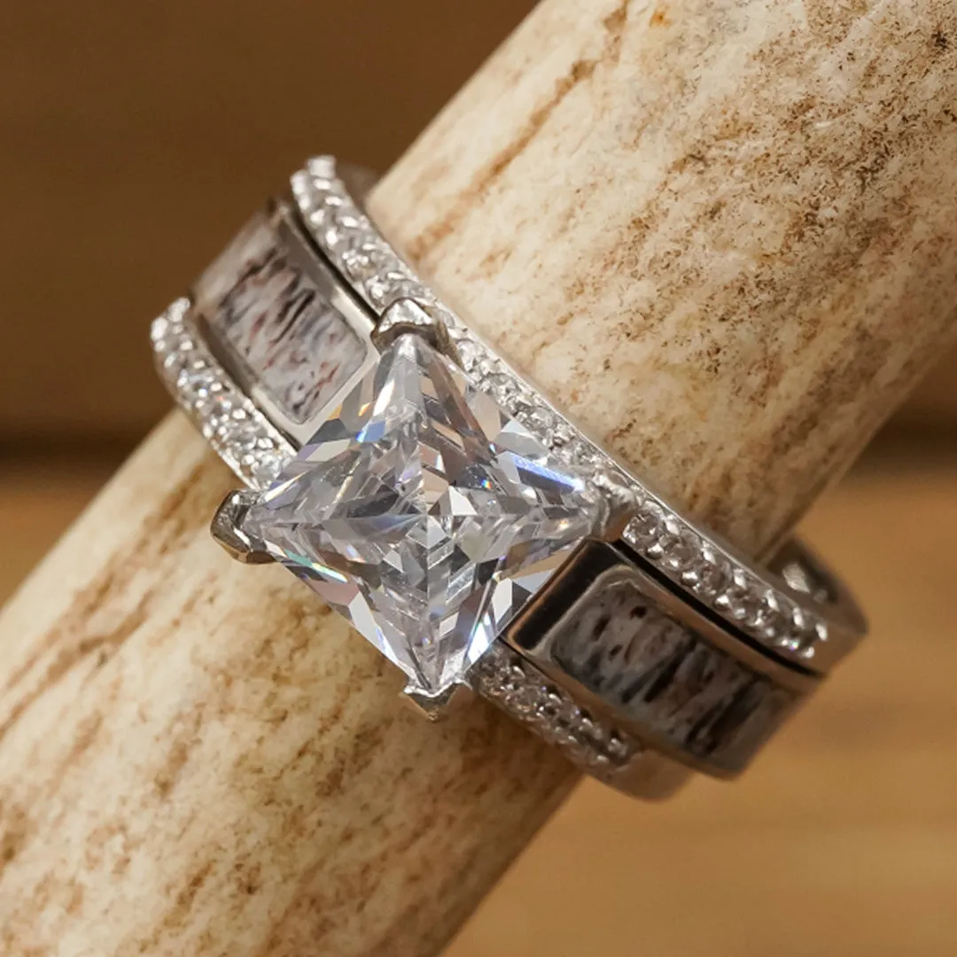 The Grand Kenai Wedding Set sold by Antler Rings