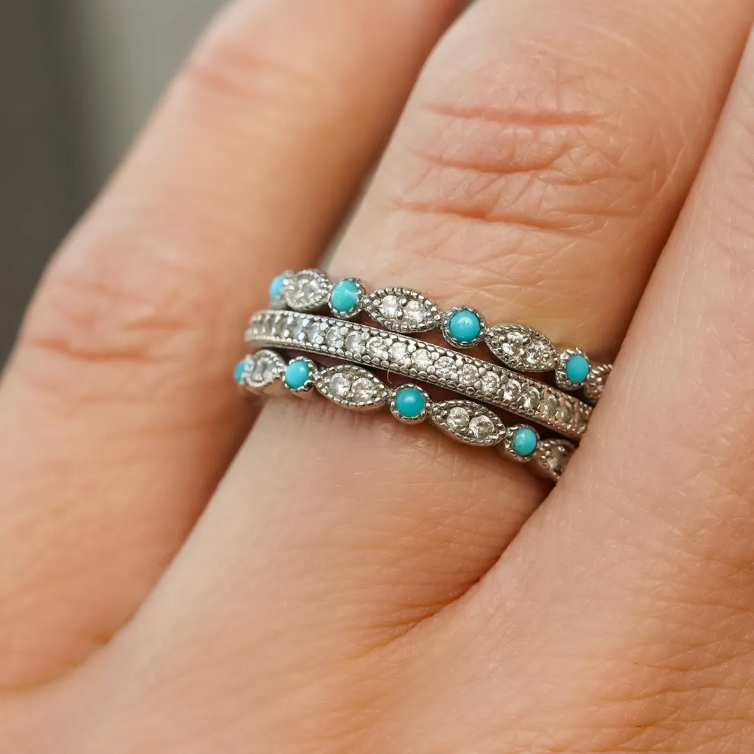 The Turquoise Vintage Eternity Set sold by Antler Rings product image thumbnail 2