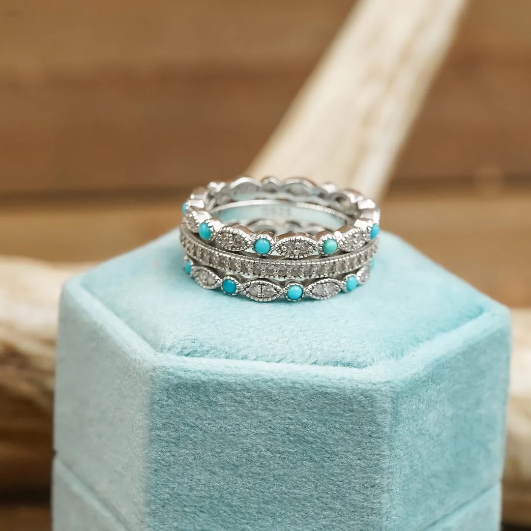 The Turquoise Vintage Eternity Set sold by Antler Rings product image thumbnail 3