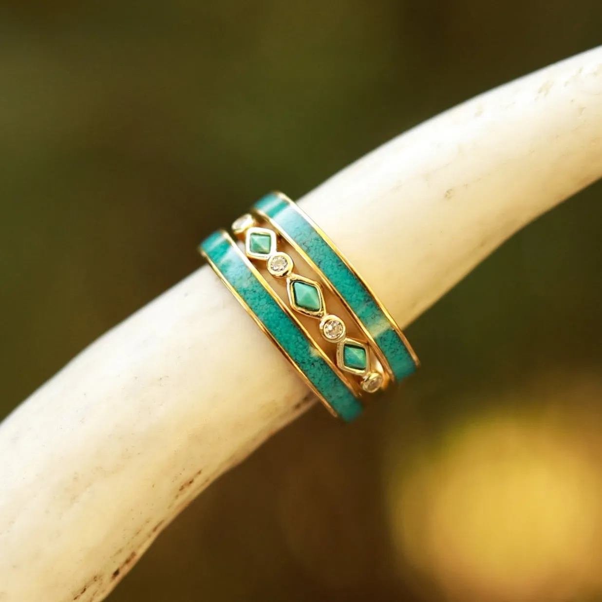 The Gold Sierra Tulum Stacker Set sold by Antler Rings product image thumbnail 2