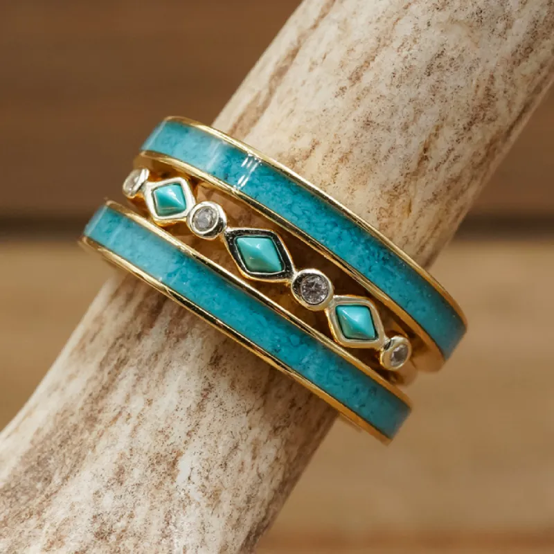 The Gold Sierra Tulum Stacker Set sold by Antler Rings