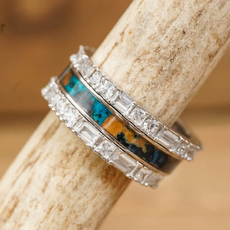 The Patina Baguette Stacker Set sold by Antler Rings