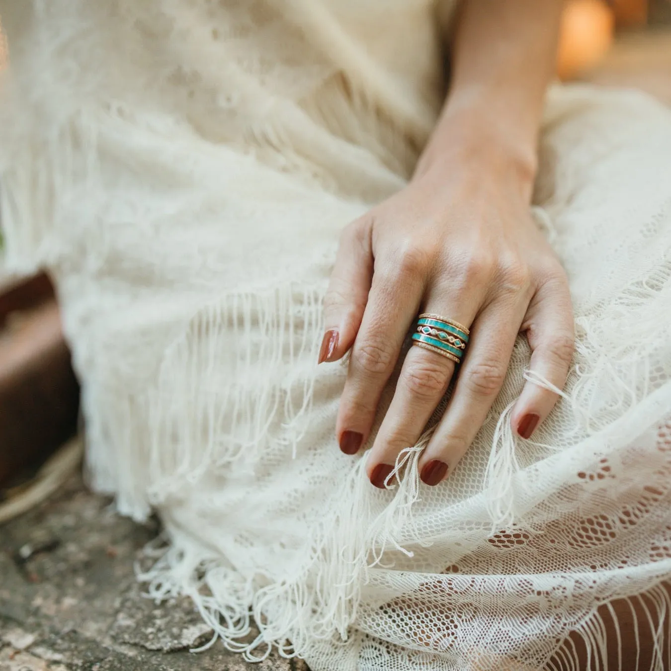 The Gold Marfa Stacker Set sold by Antler Rings product image thumbnail 2