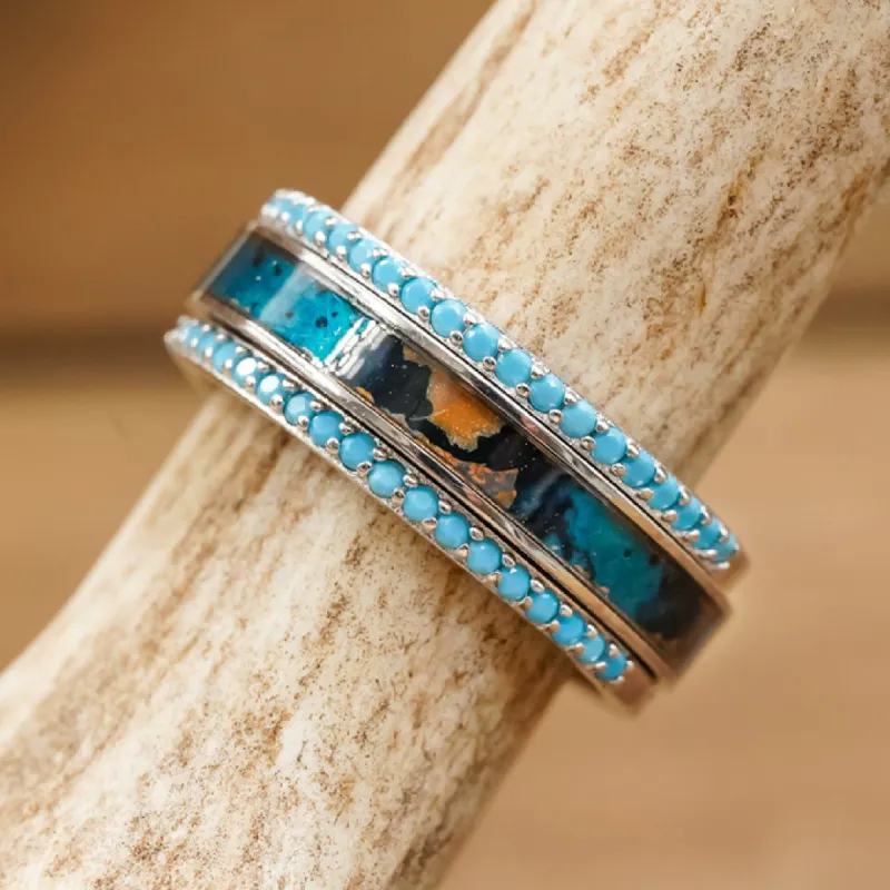 The Patina & Rose Atoll Stacker Set sold by Antler Rings