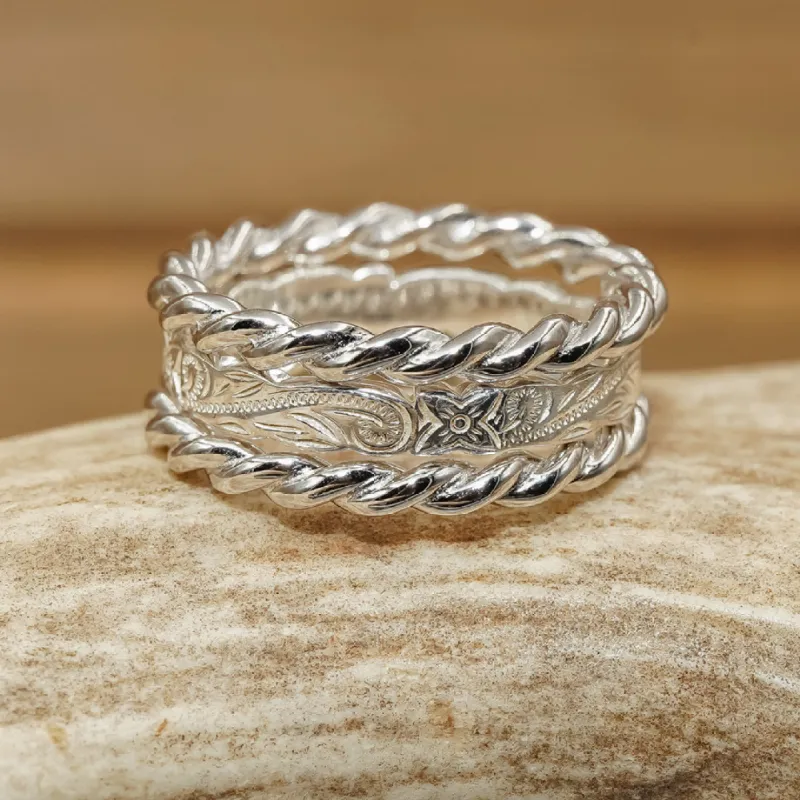 Twisted Silver Falls Stacker Set sold by Antler Rings
