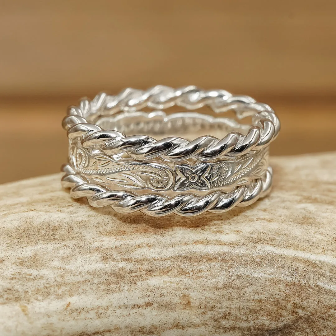 Twisted Silver Falls Stacker Set sold by Antler Rings