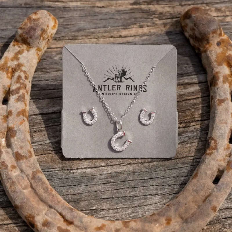 Horseshoe Necklace & Earrings Gift Set sold by Antler Rings