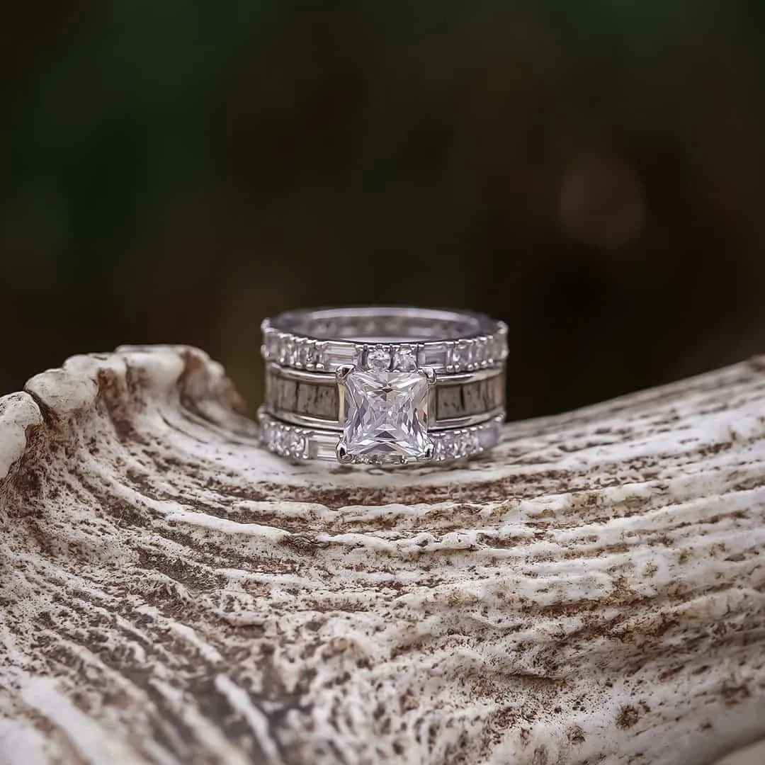 The Grand Kenai & Baguette Wedding Set sold by Antler Rings product image thumbnail 3
