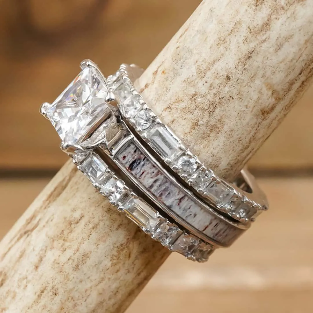 The Grand Kenai & Baguette Wedding Set sold by Antler Rings product image thumbnail 2