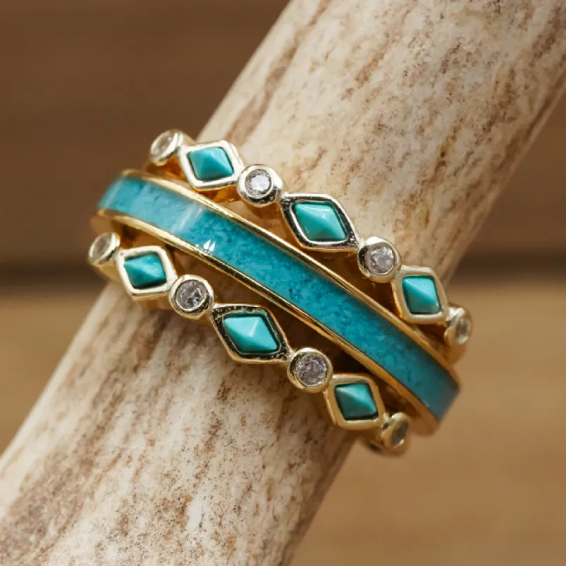 The Gold Tulum Sierra Stacker Set sold by Antler Rings