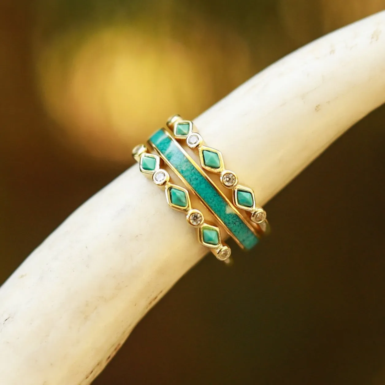 The Gold Tulum Sierra Stacker Set sold by Antler Rings product image thumbnail 2