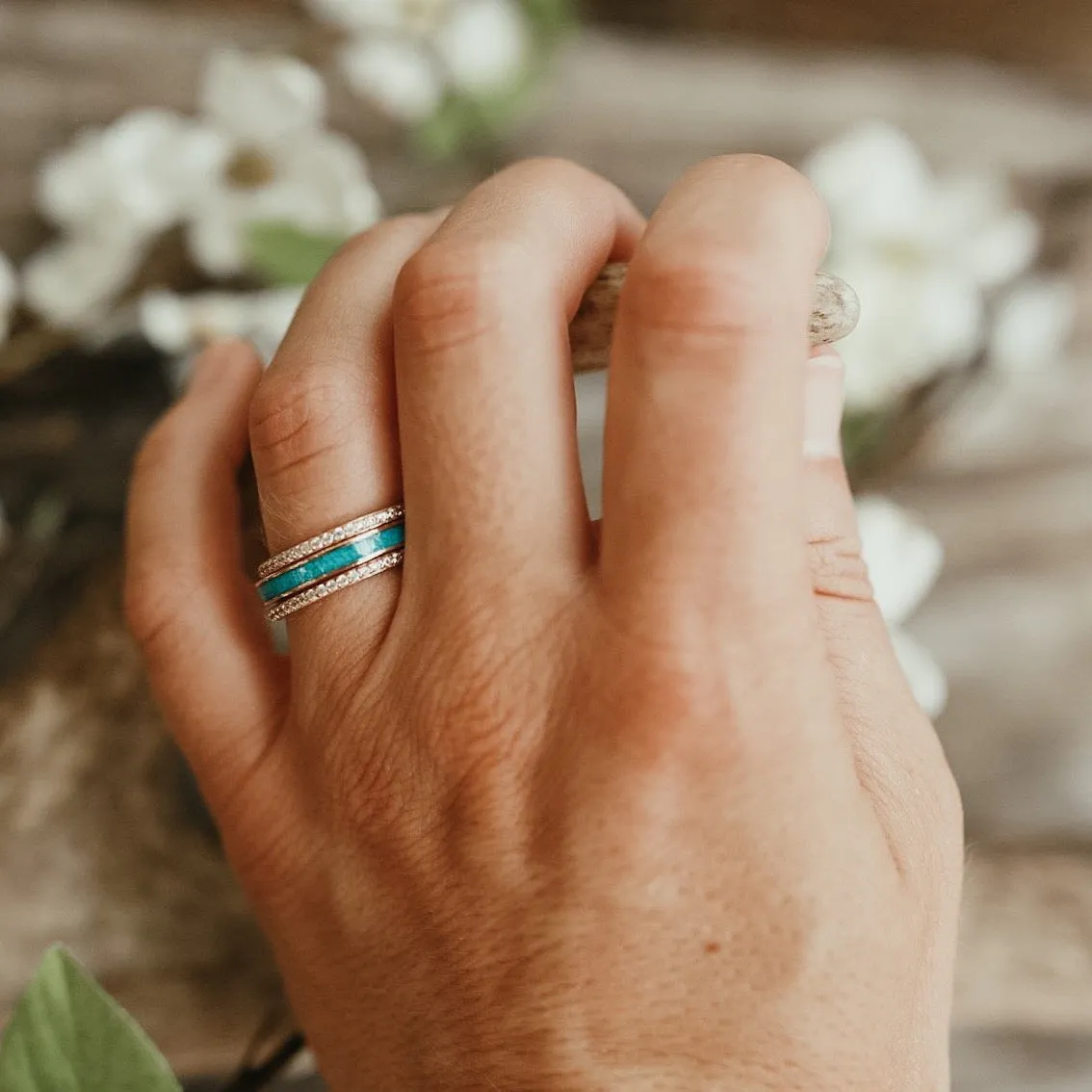 The Rose Gold Sierra Stacker Set sold by Antler Rings product image thumbnail 2