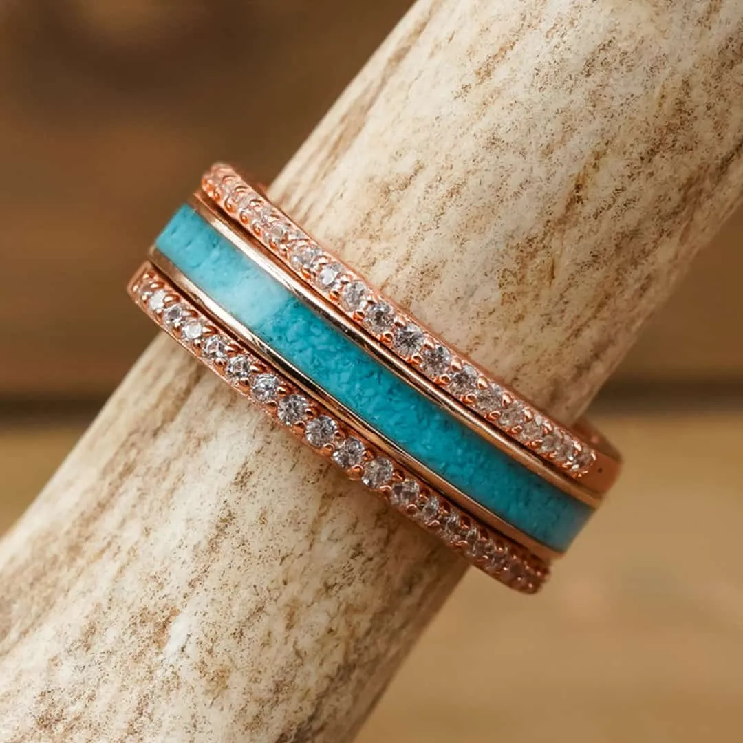 The Rose Gold Sierra Stacker Set sold by Antler Rings