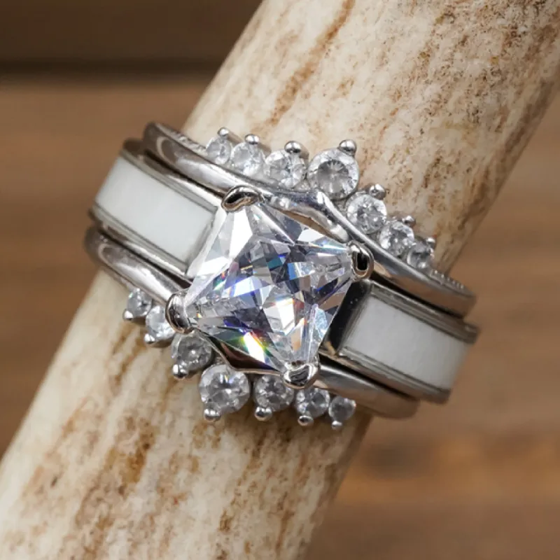 The Grand Ladybird Wishbone Wedding Set sold by Antler Rings