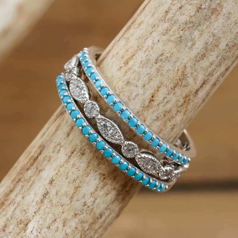 The Rose Atoll Vintage Stacker Set sold by Antler Rings