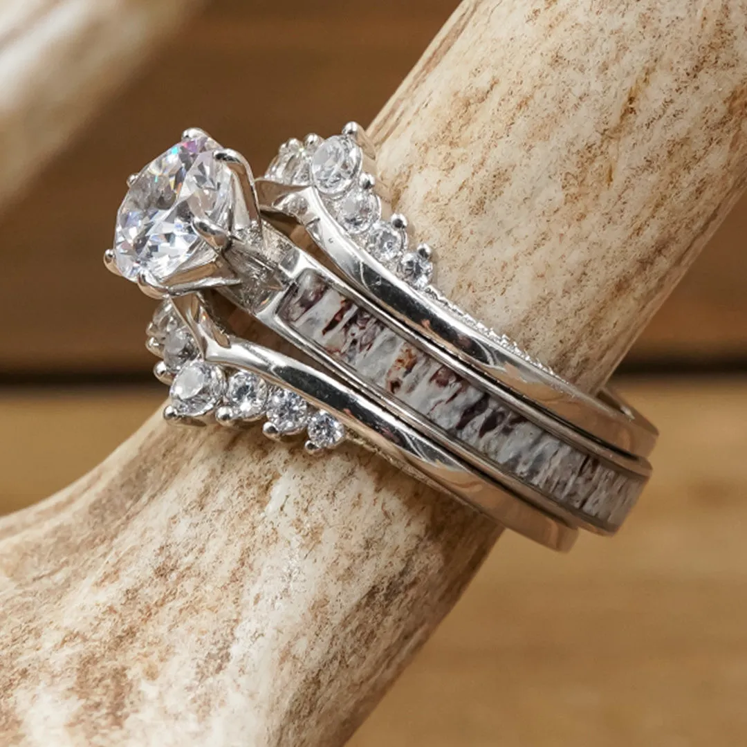 The Grand Cascade Wishbone Wedding Set sold by Antler Rings product image thumbnail 3