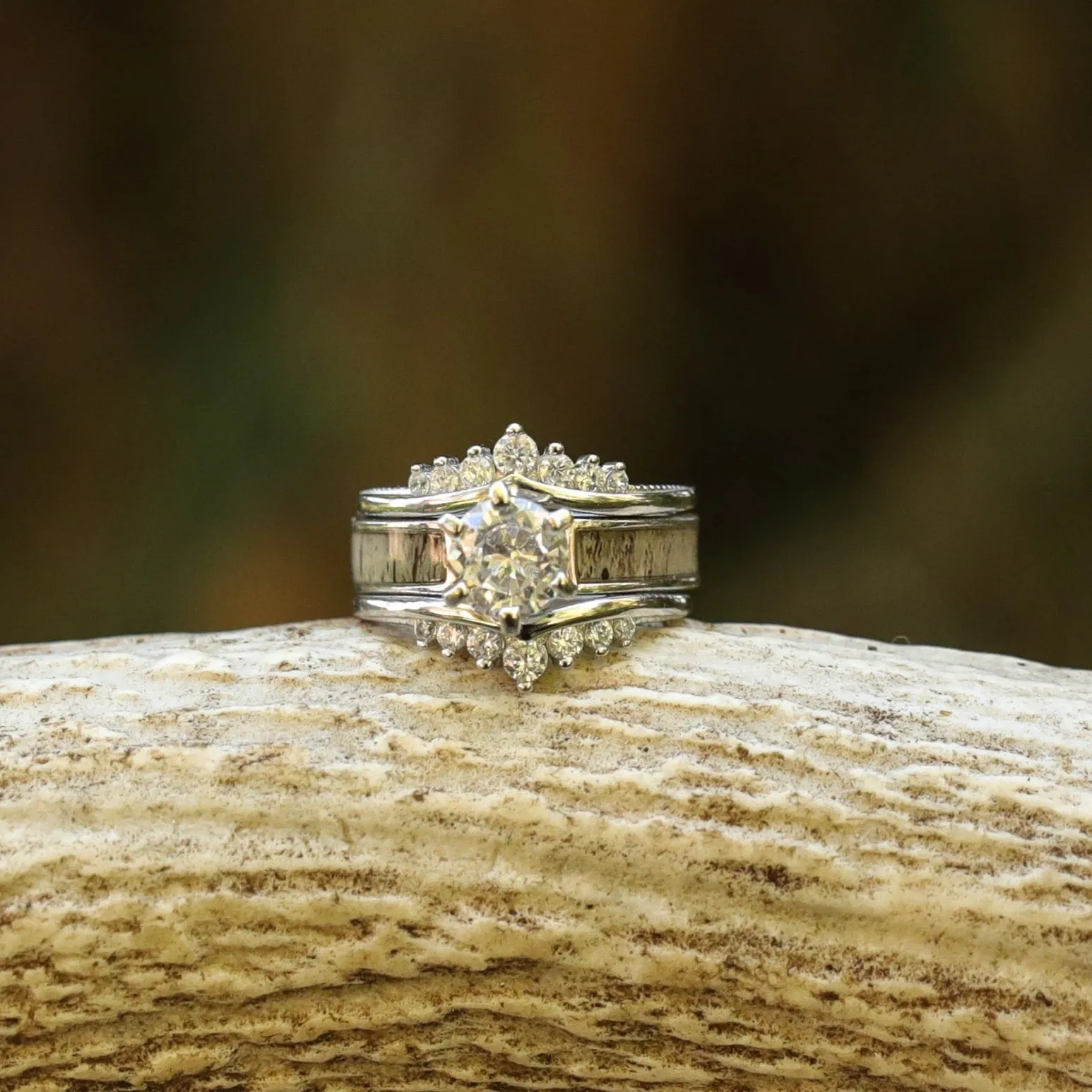 The Grand Cascade Wishbone Wedding Set sold by Antler Rings product image thumbnail 4