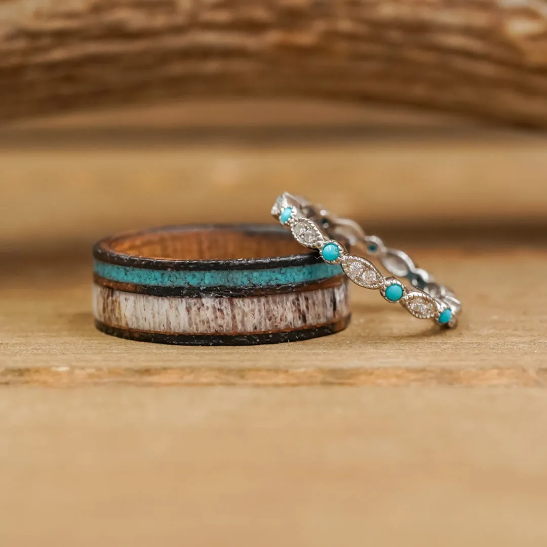 The Turquoise Vintage Stacking Band sold by Antler Rings product image thumbnail 3