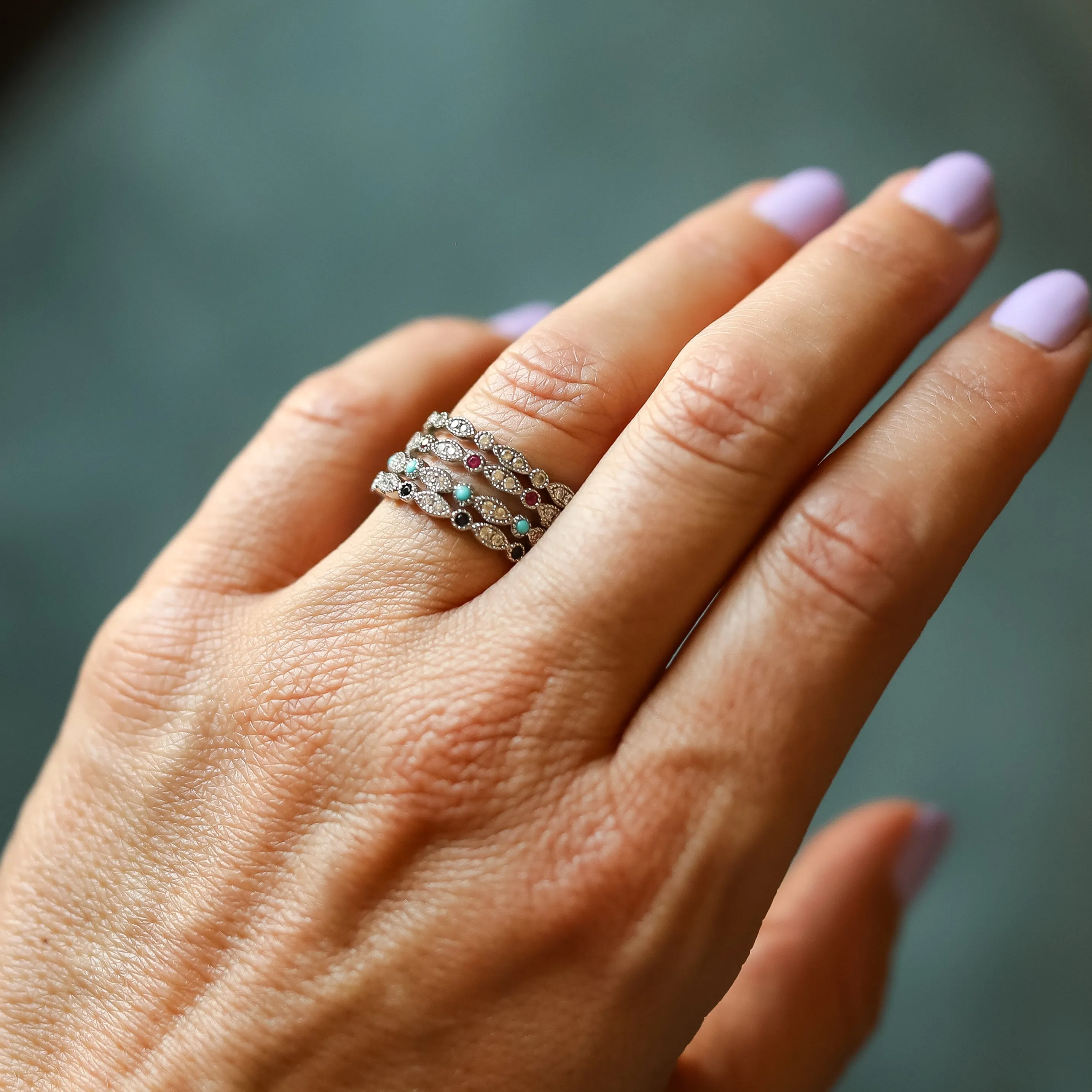 The Turquoise Vintage Stacking Band sold by Antler Rings product image thumbnail 5