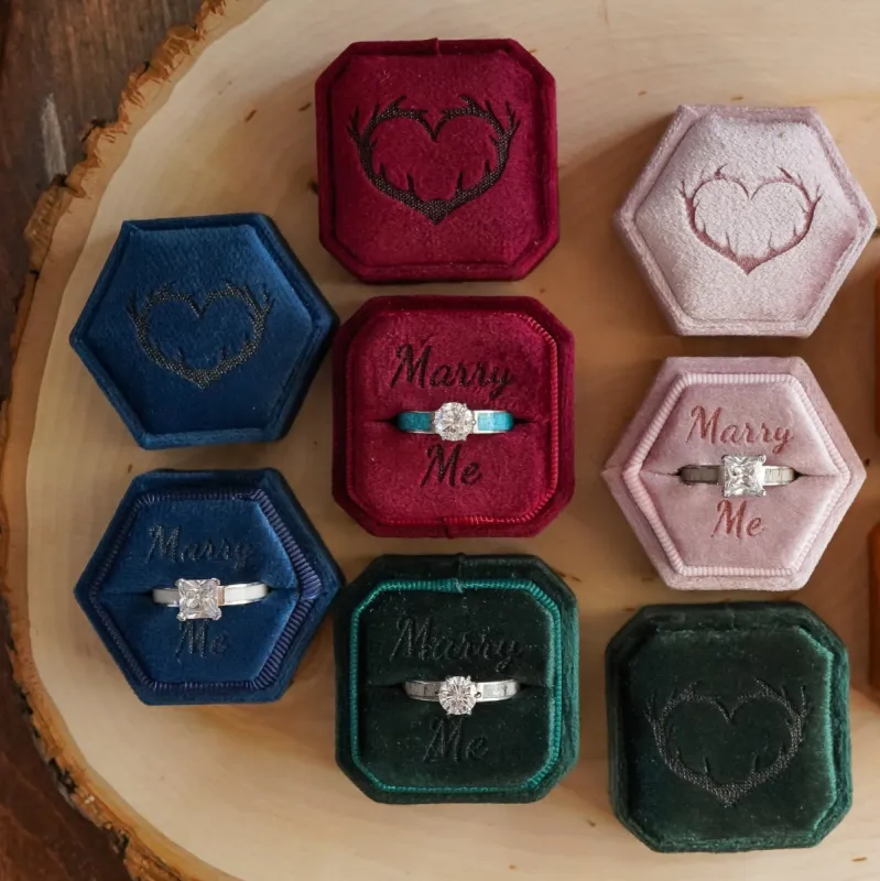 Antler Love Velvet Ring Box sold by Antler Rings