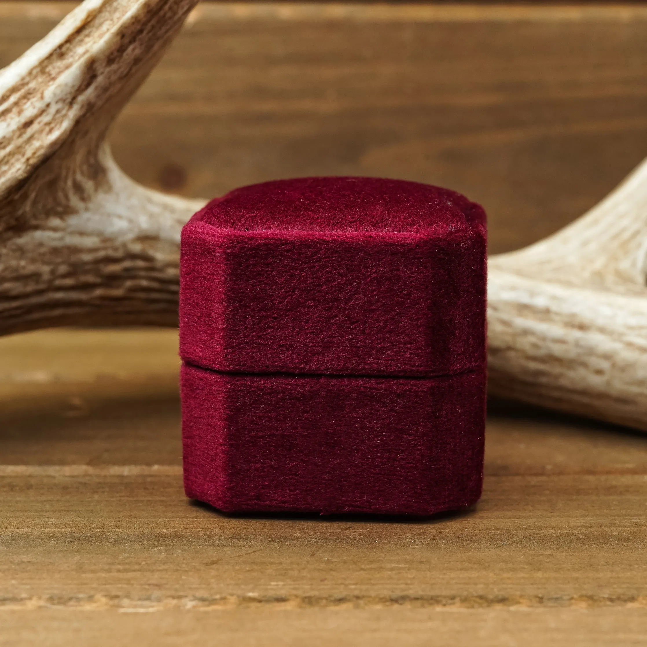 Maroon (2 Slot) Velvet Ring Box - Promo* sold by Antler Rings product image thumbnail 2