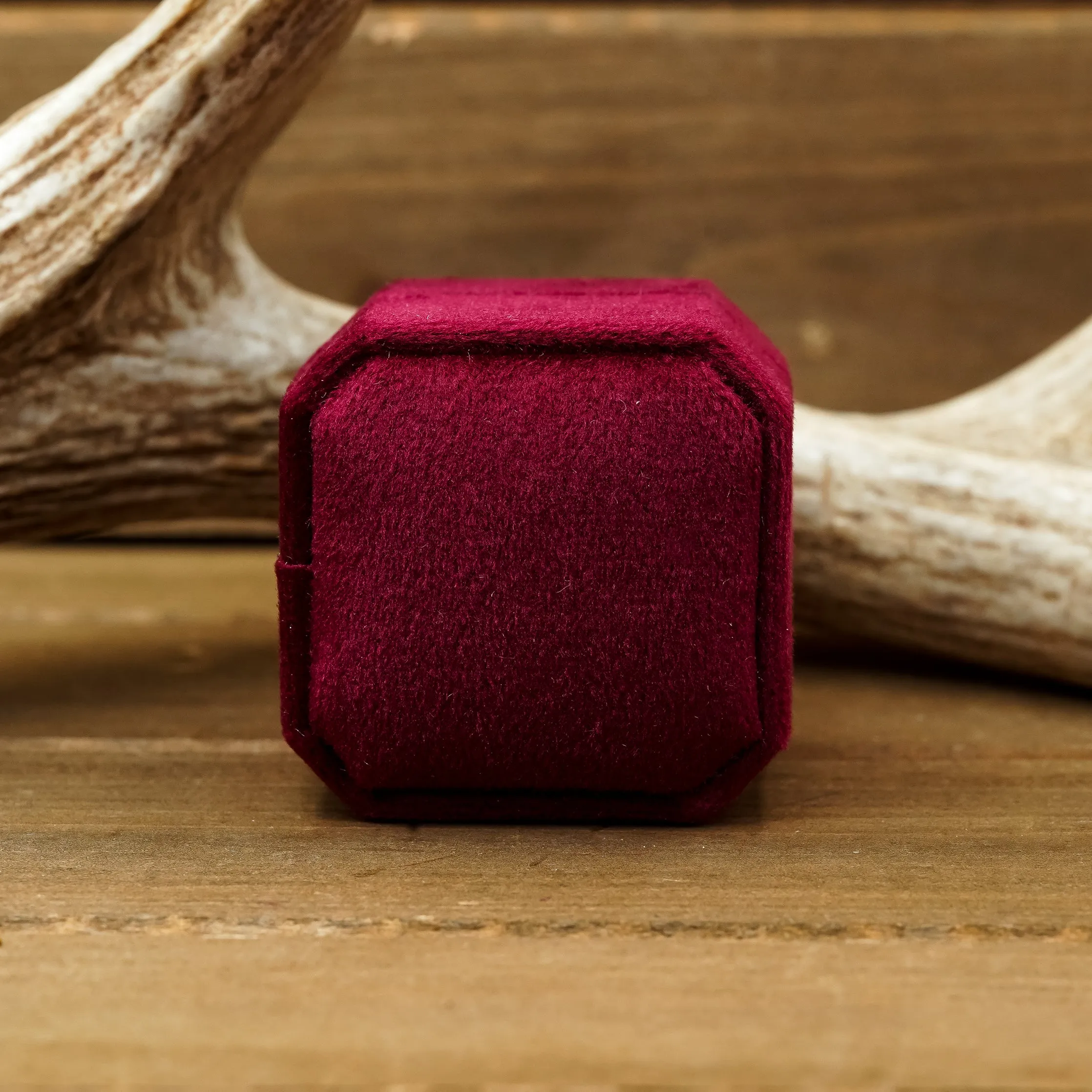 Maroon (2 Slot) Velvet Ring Box - Promo* sold by Antler Rings
