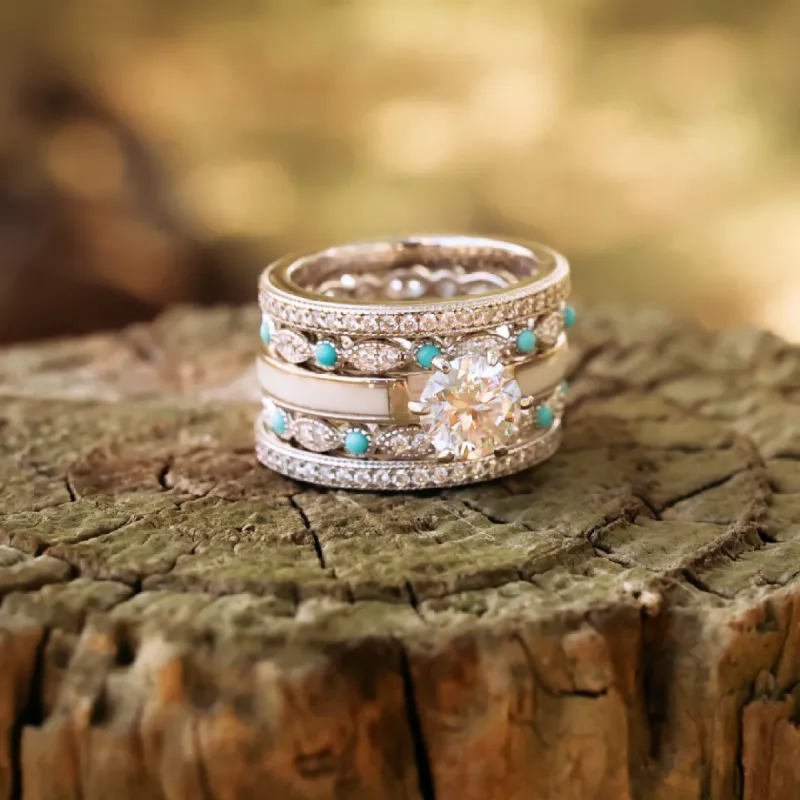 The Cape Elizabeth Wedding Set sold by Antler Rings