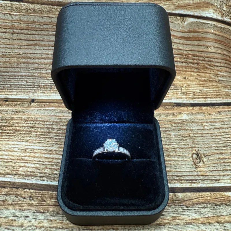 Lux Leather Illuminated Ring Box sold by Antler Rings