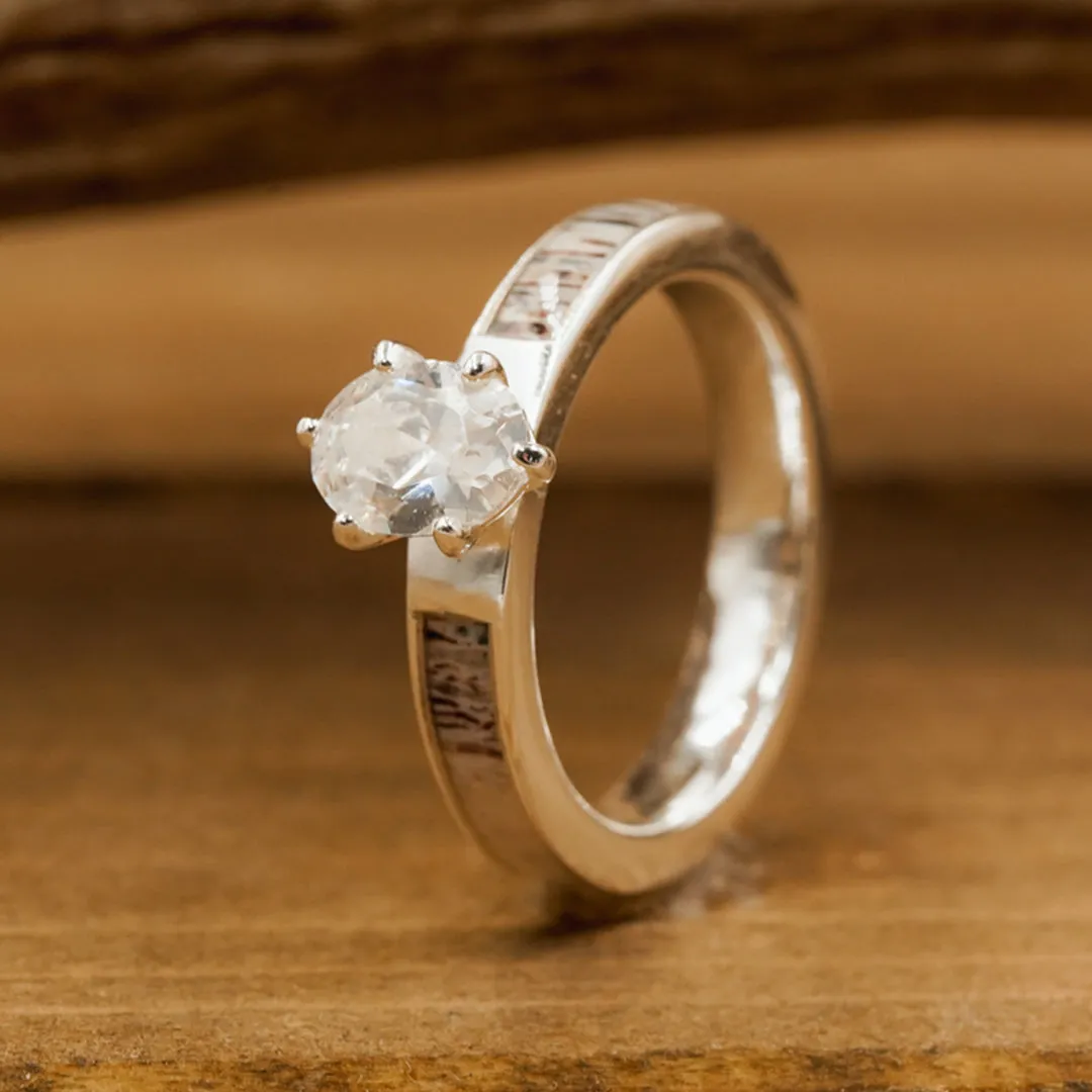 The Grand Adair - Natural Antler Inlay sold by Antler Rings