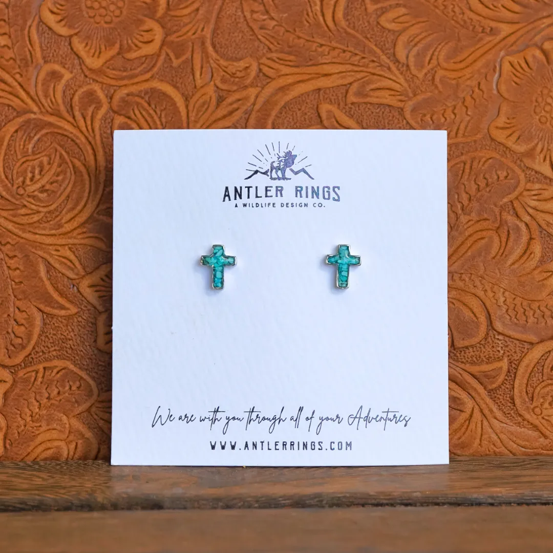 The Cross Stud Earrings sold by Antler Rings