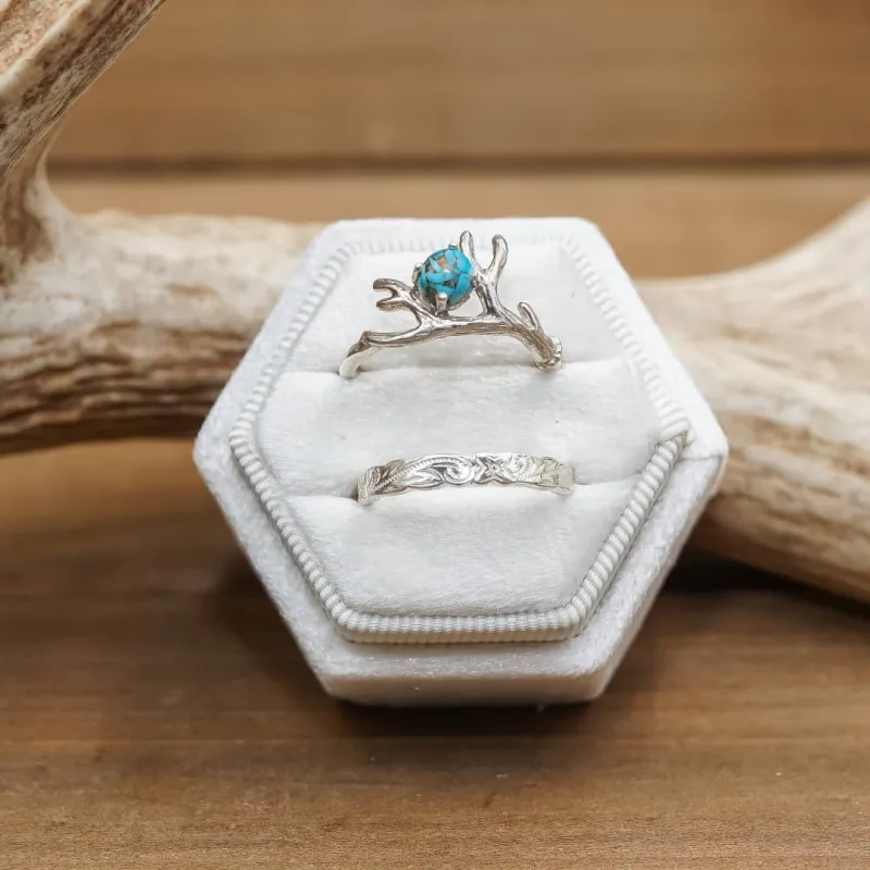 2 Slot Velvet Ring Box sold by Antler Rings