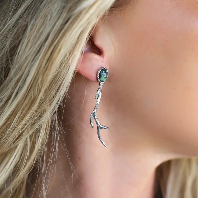 Shed and Stone Drop Earrings sold by Antler Rings