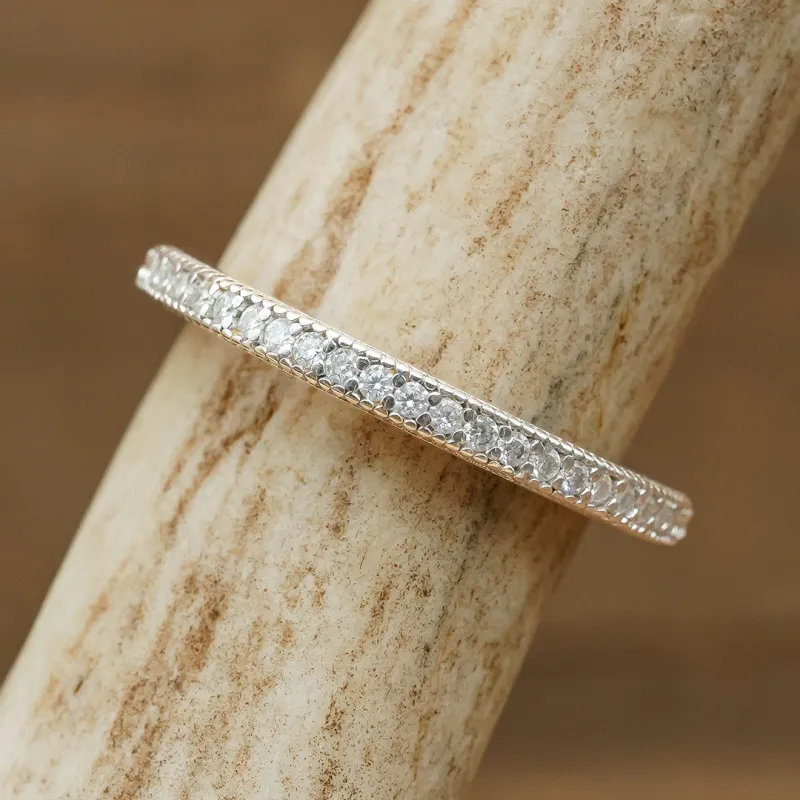 Moissanite Eternity Stacking Band made by Antler Rings