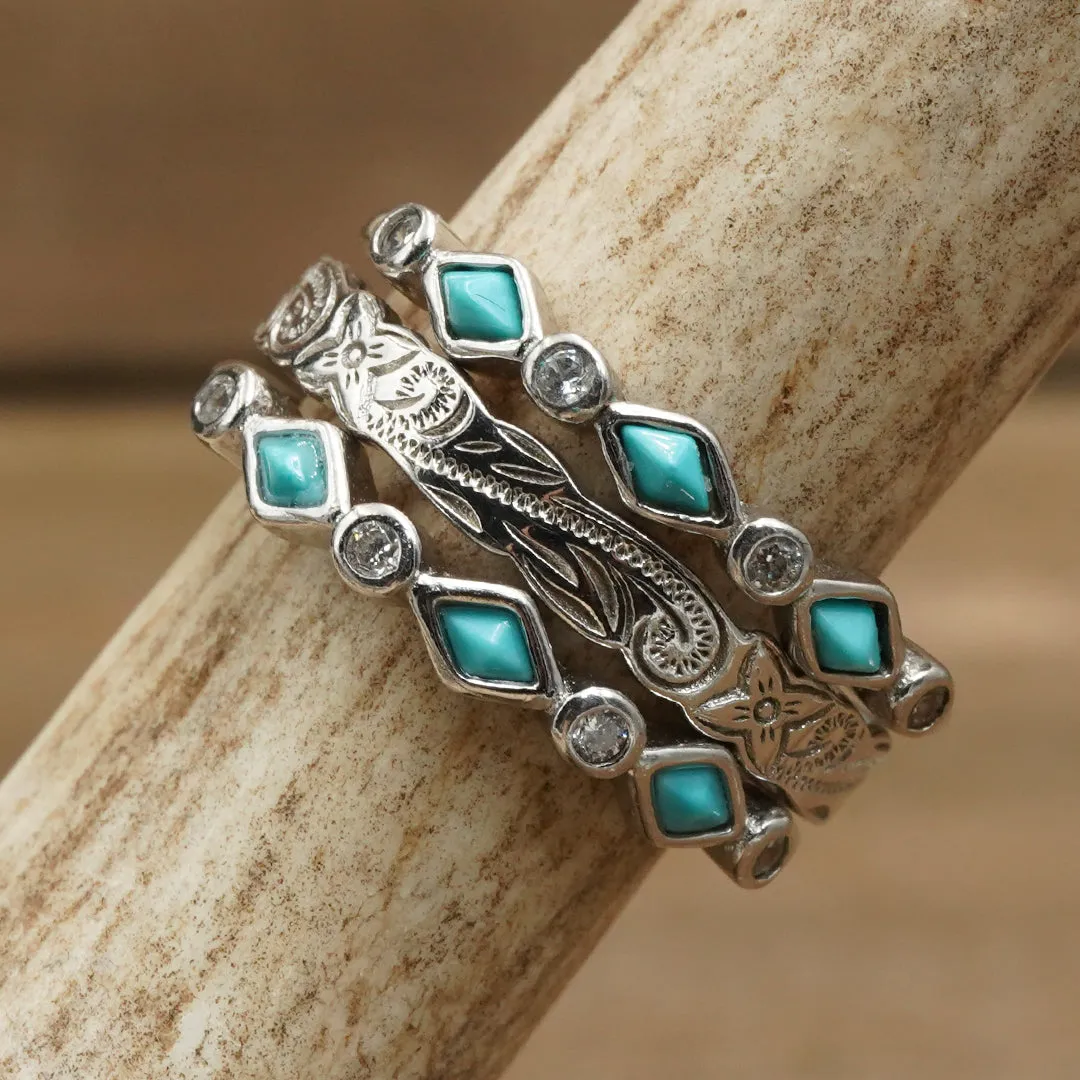 The Tulum & Silver Falls Stacker Set sold by Antler Rings