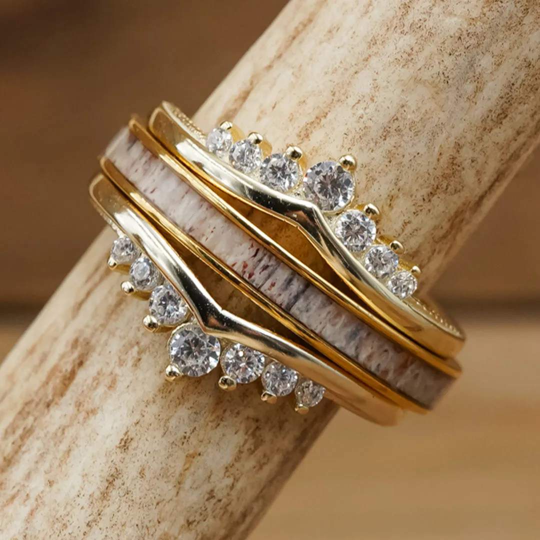 The Golden Wishbone Stacker Set sold by Antler Rings product image thumbnail 3