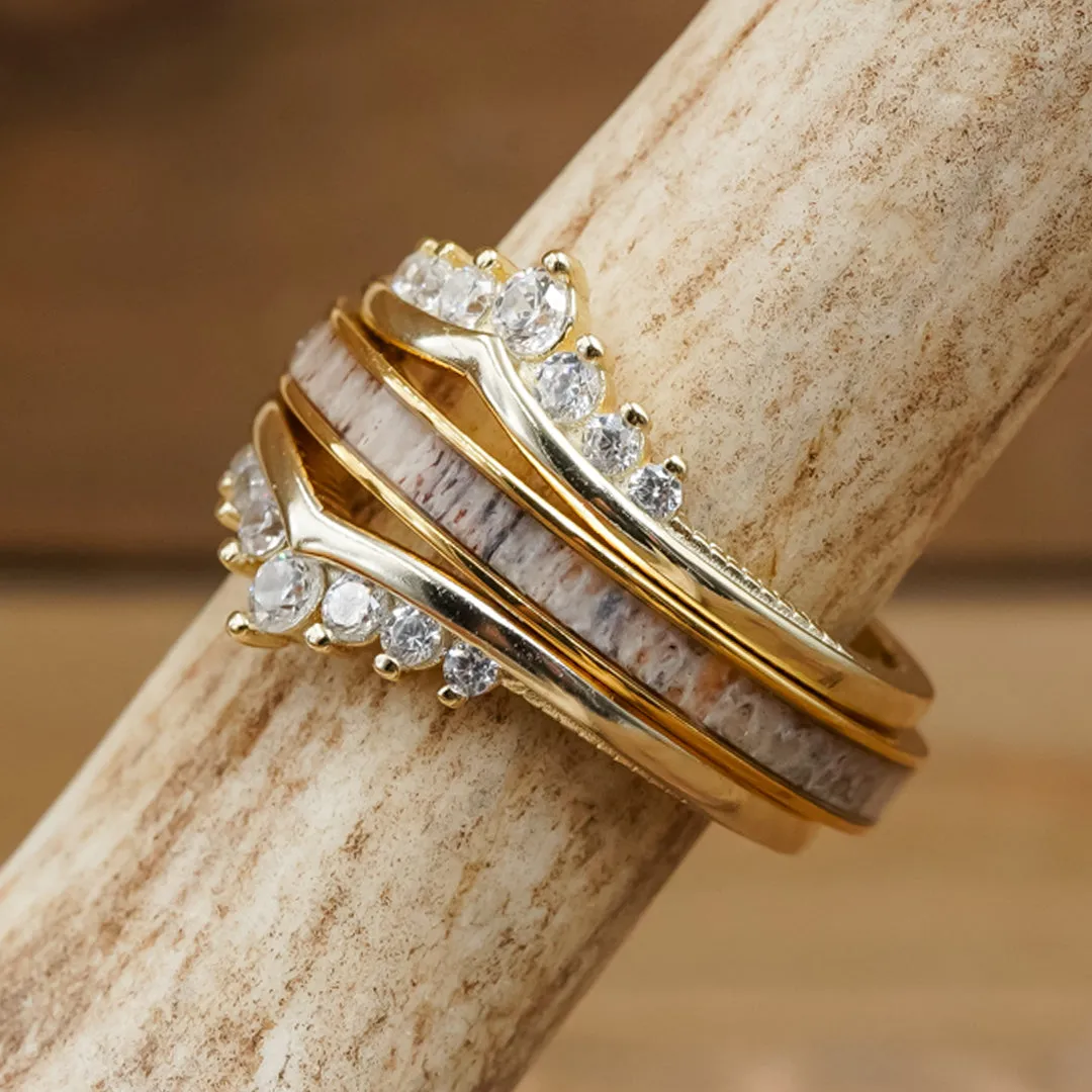 The Golden Wishbone Stacker Set sold by Antler Rings product image thumbnail 4