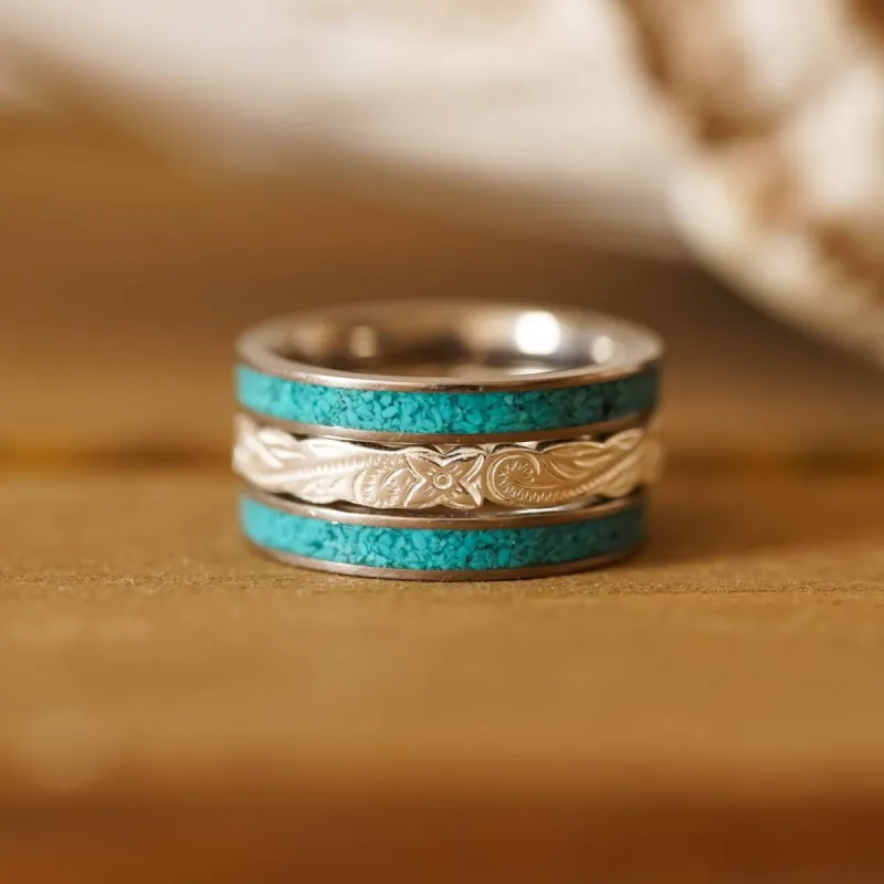 The Sierra & Silver Falls Stacker Set sold by Antler Rings