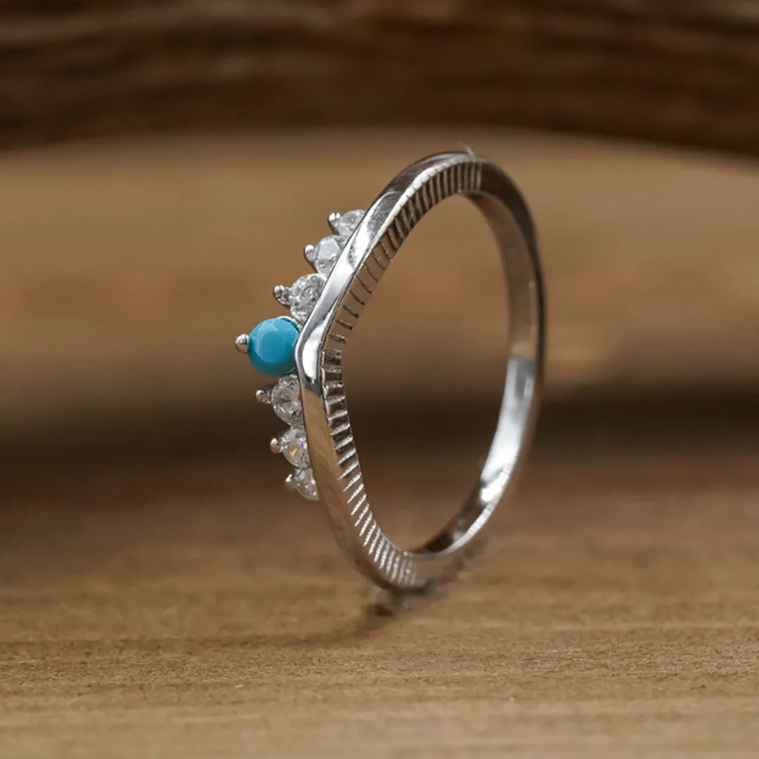 The Turquoise & CZ Wishbone Stacker Set sold by Antler Rings product image thumbnail 5