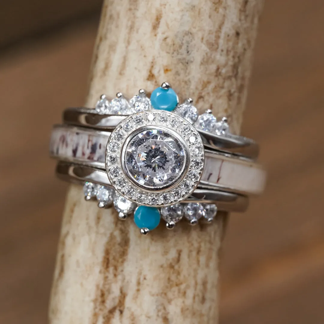 The Turquoise & CZ Wishbone Stacker Set sold by Antler Rings product image thumbnail 3