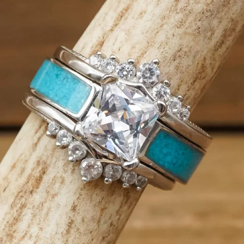 The Grand Sierra Wishbone Wedding Set sold by Antler Rings