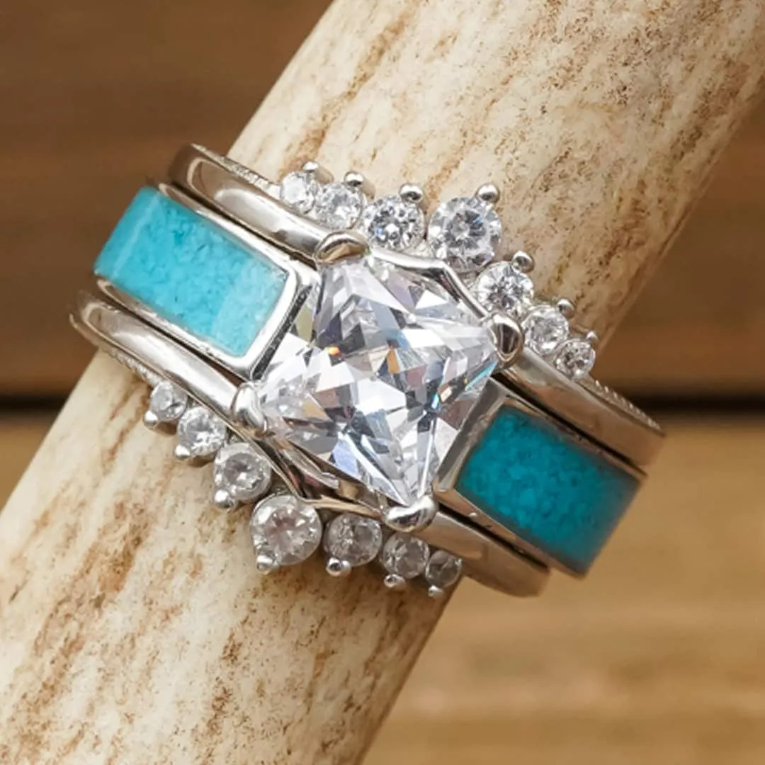 The Grand Sierra Wishbone Wedding Set sold by Antler Rings