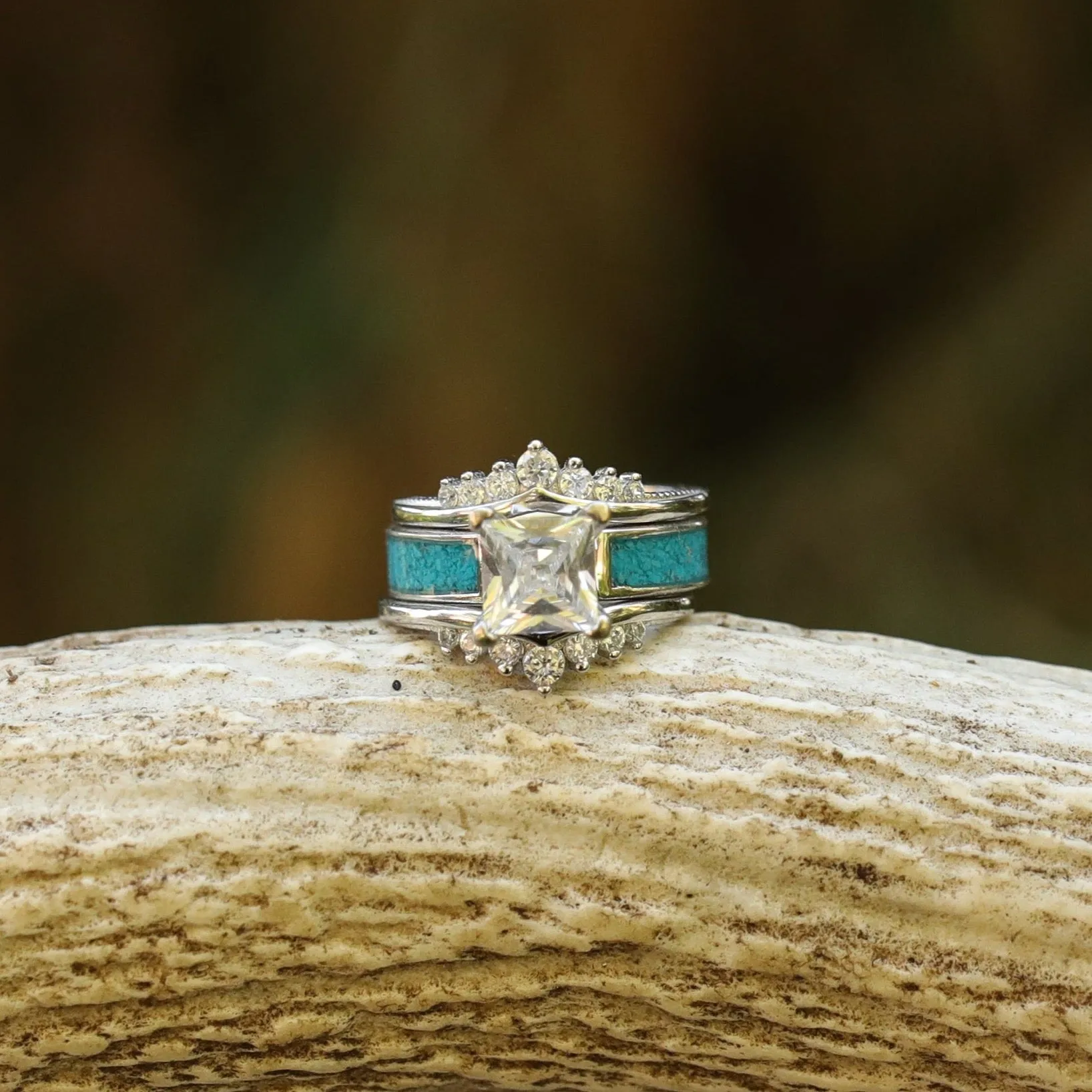 The Grand Sierra Wishbone Wedding Set sold by Antler Rings product image thumbnail 3
