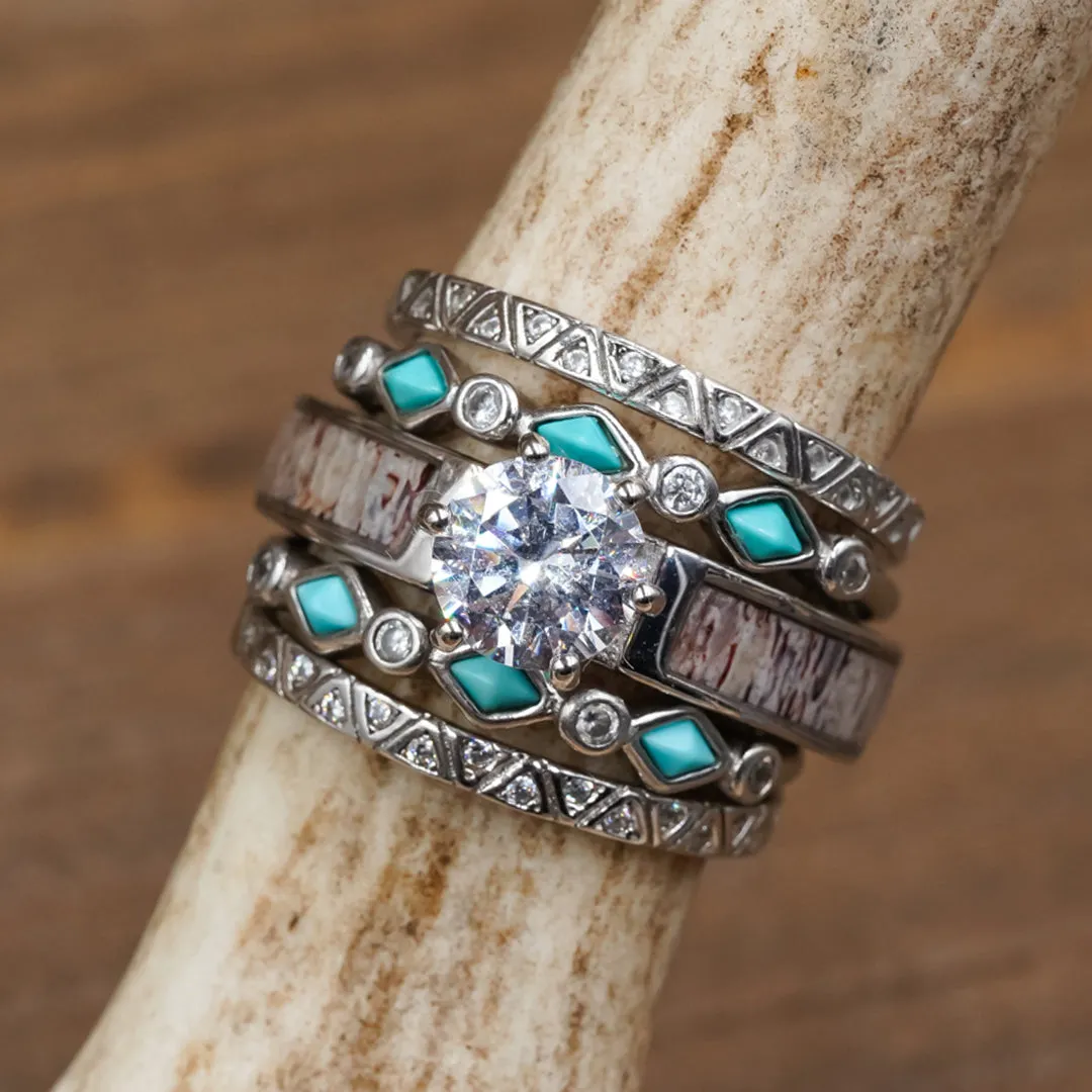 The Chickasaw Ultimate Bridal Stack sold by Antler Rings