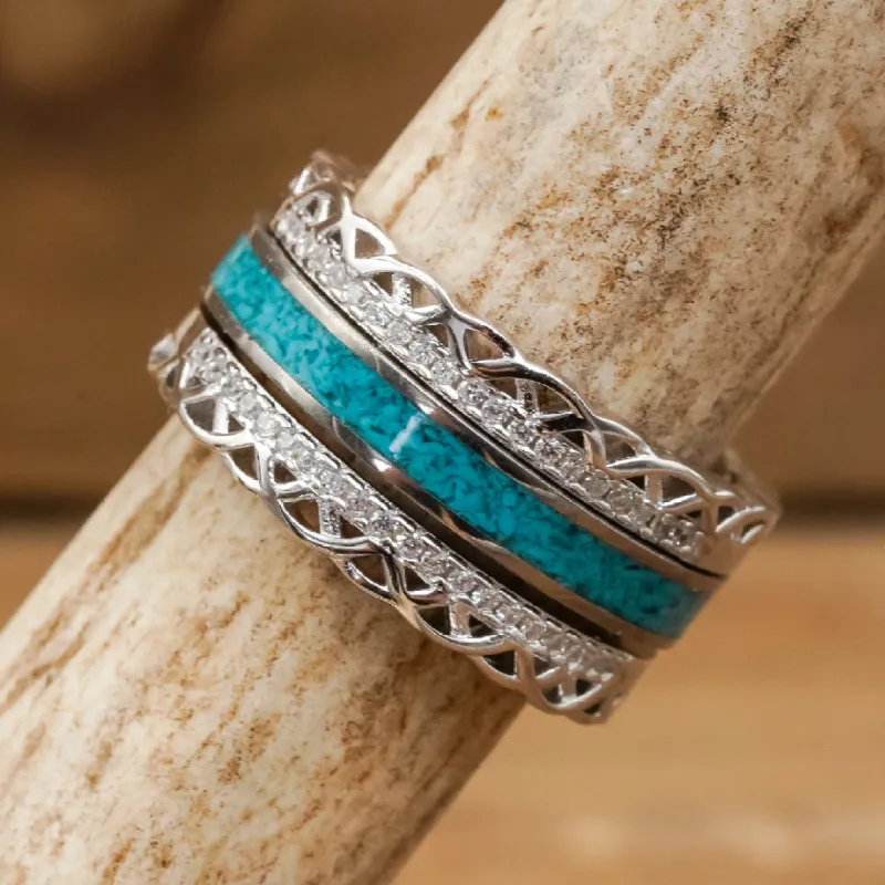 The Sierra & Lace Stacker Set sold by Antler Rings