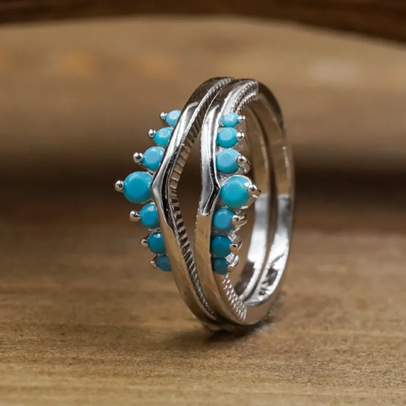 The Turquoise Wishbone Stacker Set sold by Antler Rings