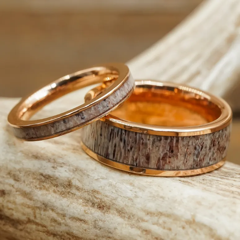 The Arches & Rose Gold Kenai Couples Set sold by Antler Rings