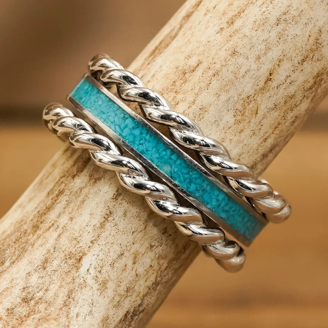 Twisted Sierra Stacker Set sold by Antler Rings