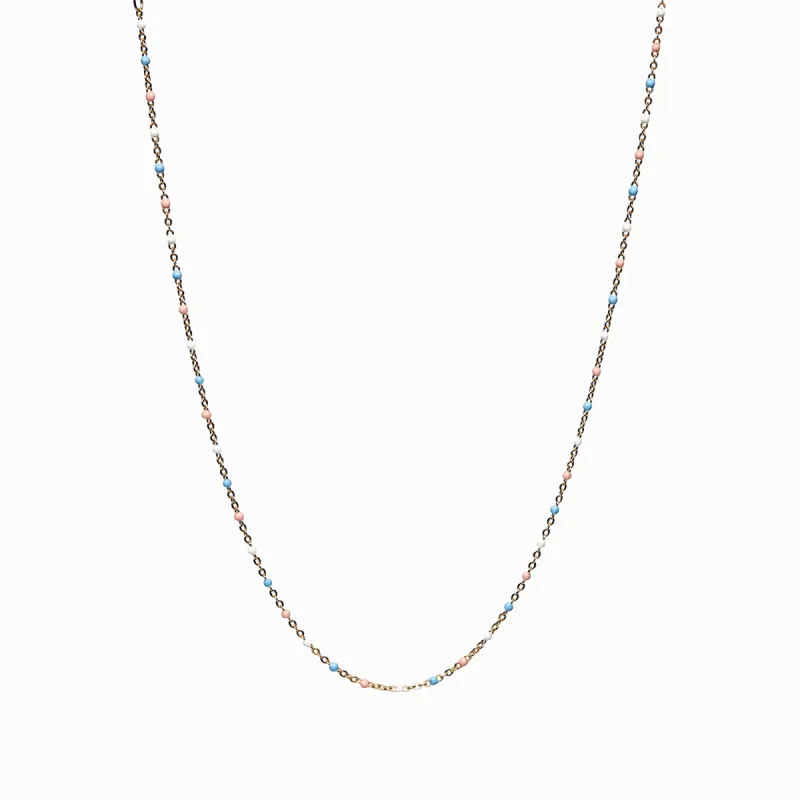 Trans Pride Beaded Enamel Necklace sold by Awe Inspired