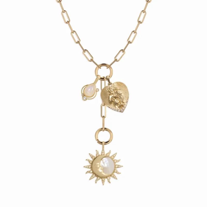 Love Goddess Charm Lariat sold by Awe Inspired